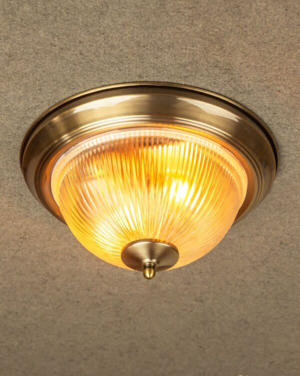 American diner flush ceiling light with ribbed glass - 053752