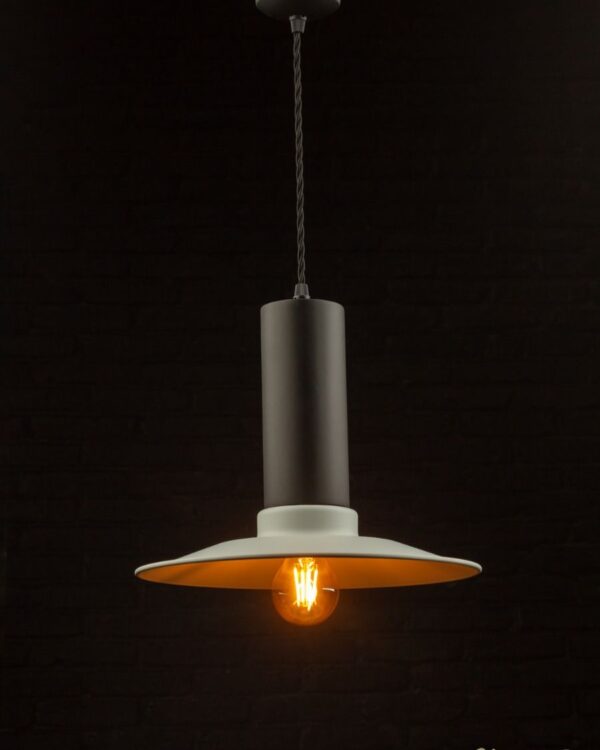 Grey metal shade single cone pendant - Light Grey