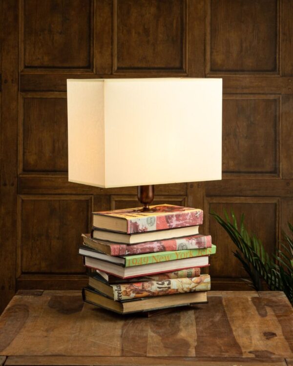 Book table lamp with fabric cream shade - 070073