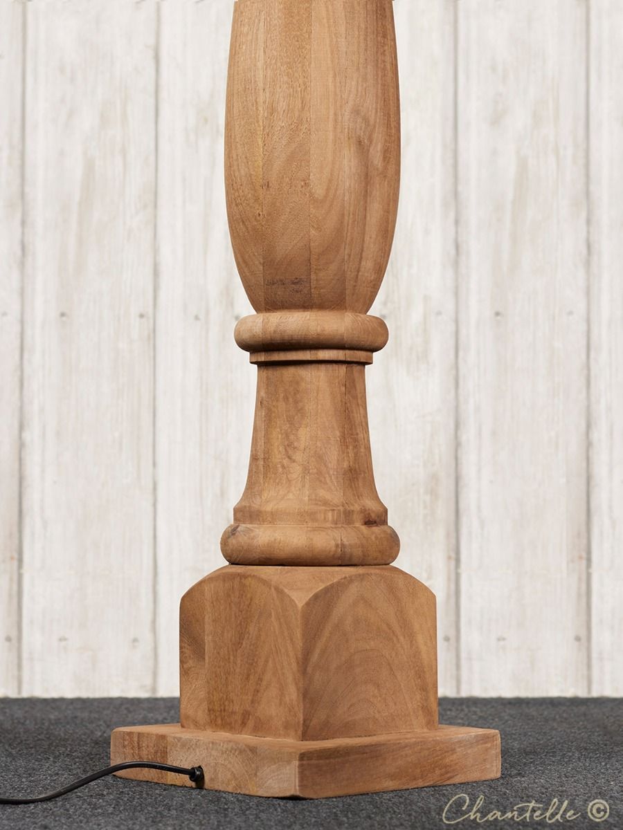 Decorative wooden floor lamp with scalloped shade