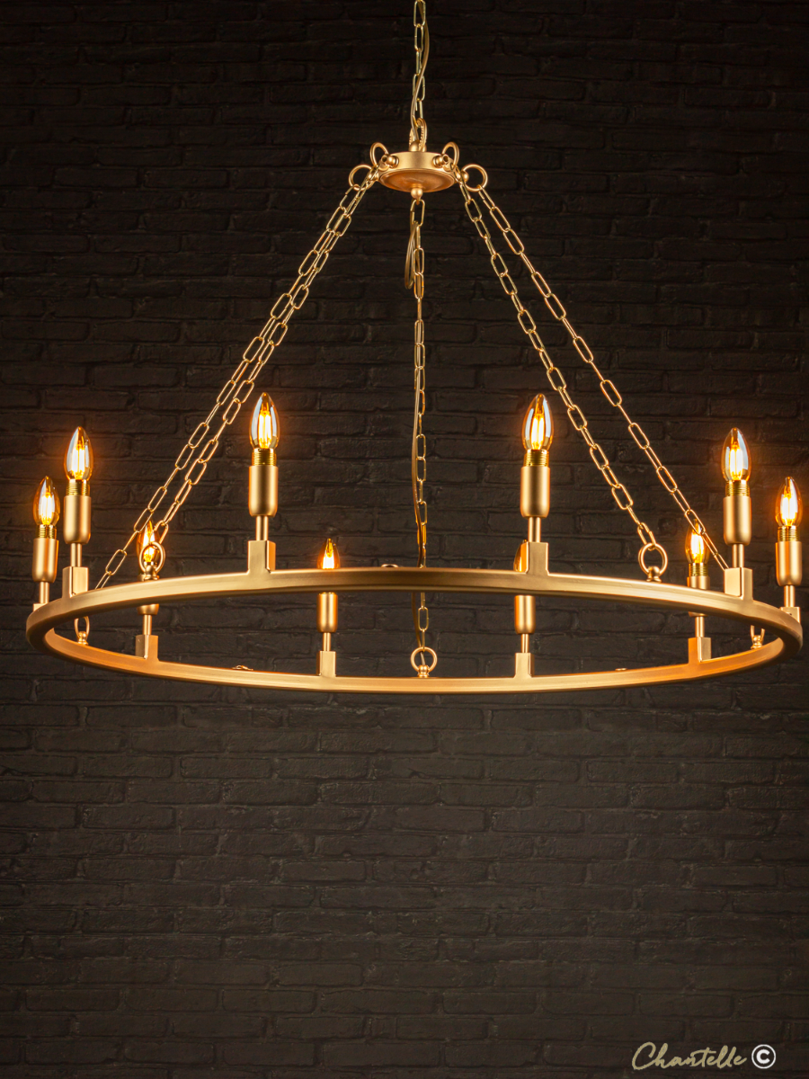 Bespoke gold ring chandelier pendant
