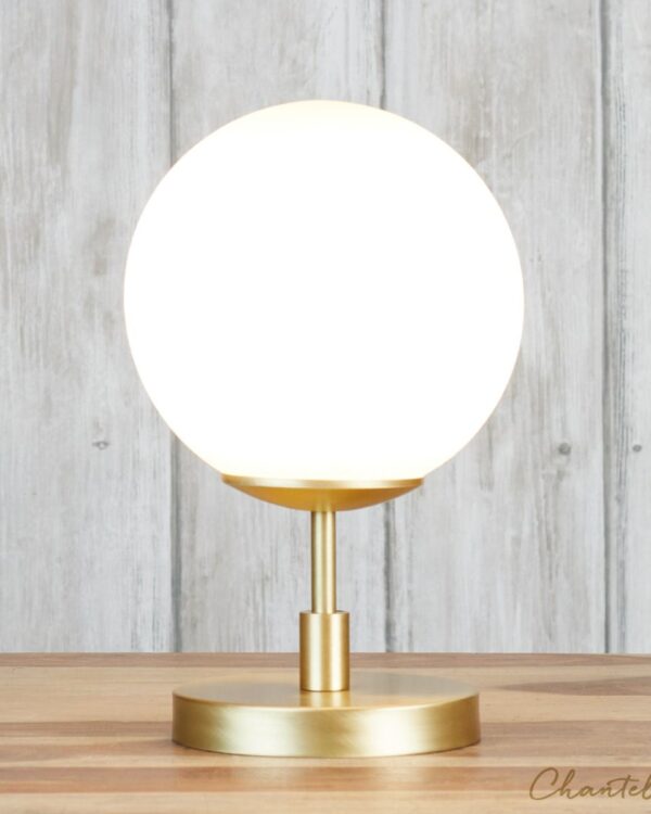 Brushed brass table lamp with 180mm opal globe - 072531