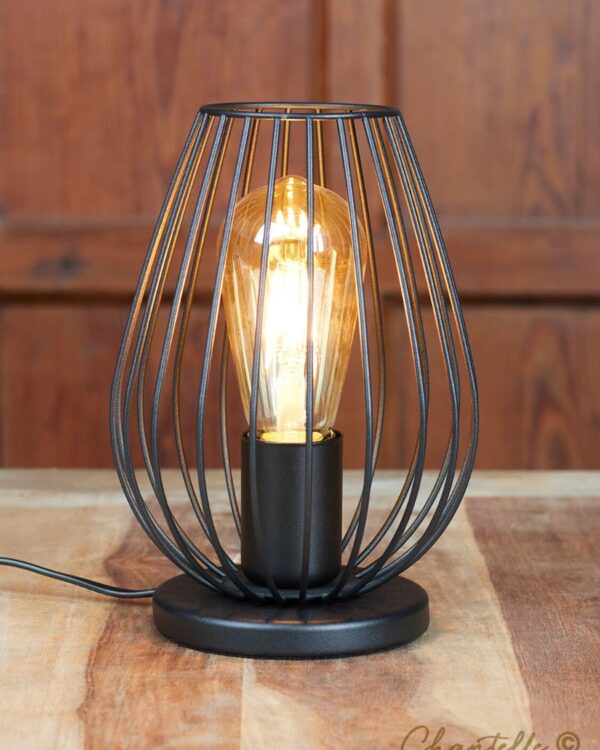 Black steel caged table lantern - 072733