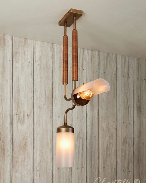 Bespoke twin flush ceiling pendant light - 073225