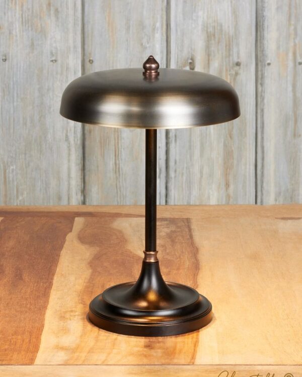 Small brass & black metal table lamp with 200mm shade - 073364