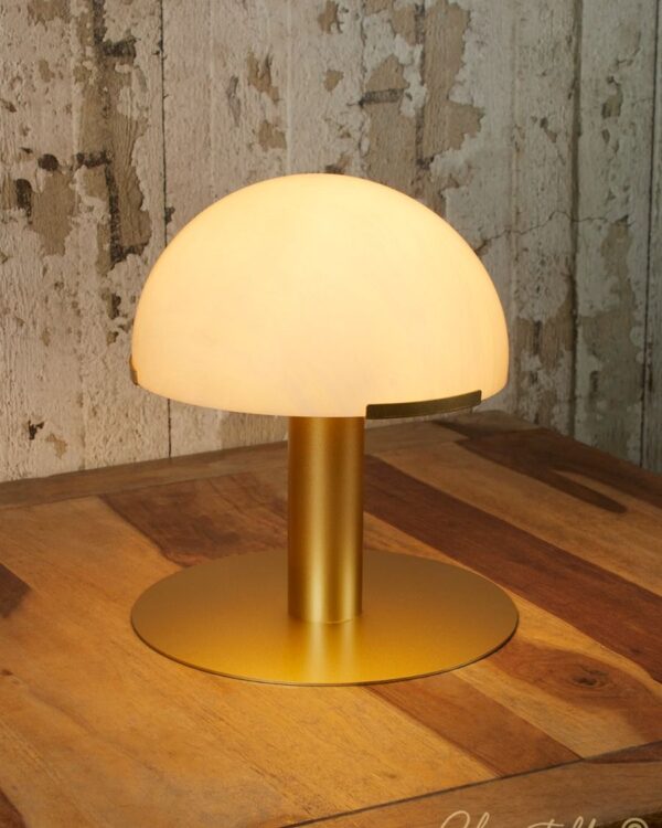 Gold sprayed table lamp with alabaster dome and opal lamp shade - 074205