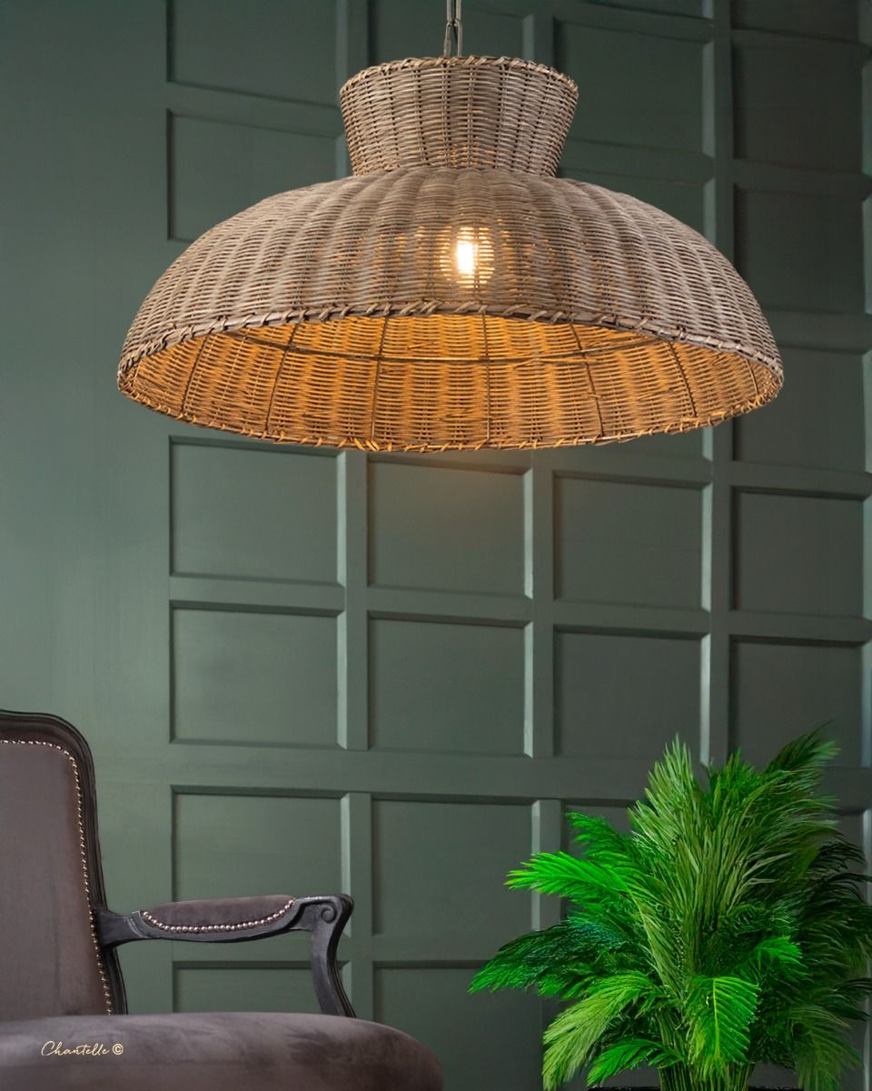 Round Rattan Wicker Pendant