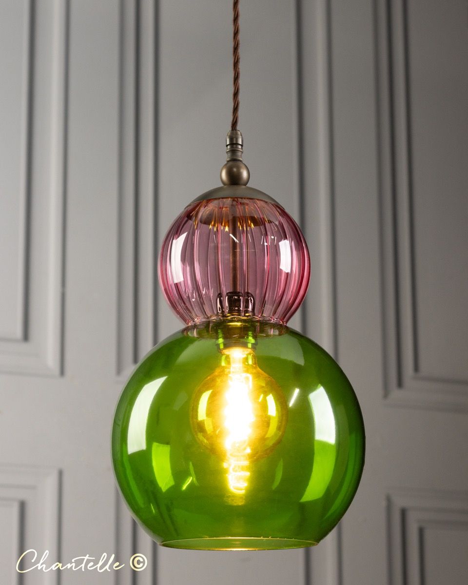 Macaron Collection medium pendant in Red Velvet and Tangy Kiwi