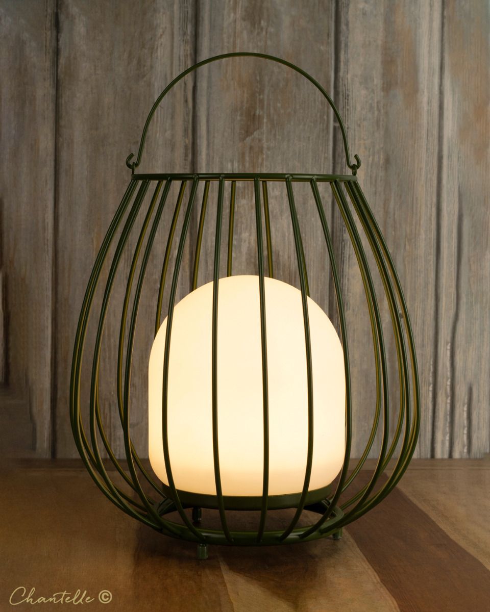 Green Cage Outdoor Lamp with Rechargable Battery - 075010