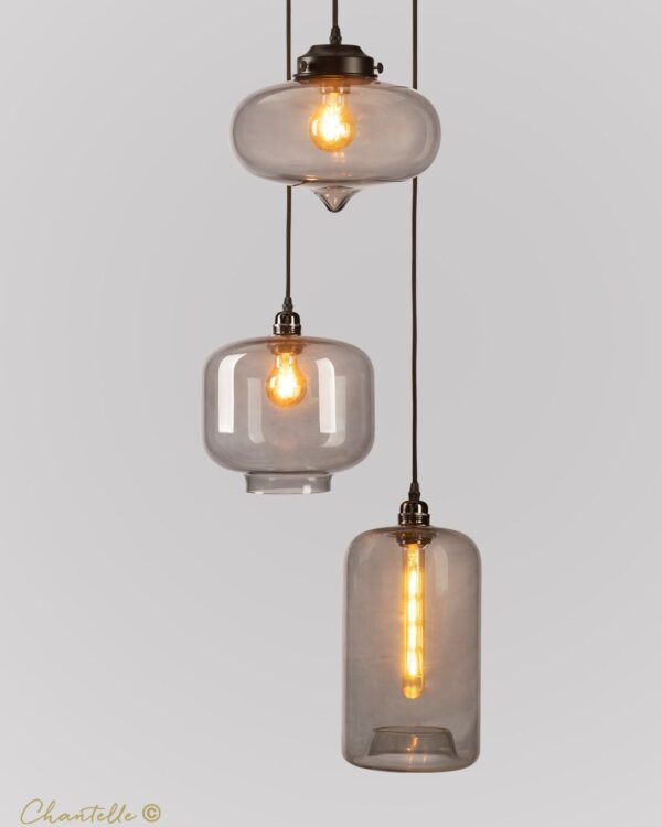 3 Drop District Pendant with Smoked Glass