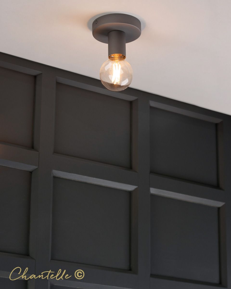 Grey Flush Light with Exposed Bulb - 075563