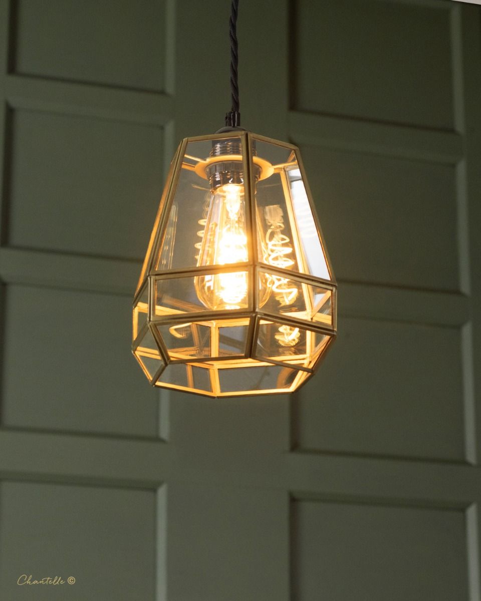 antique brass and glass cage pendant