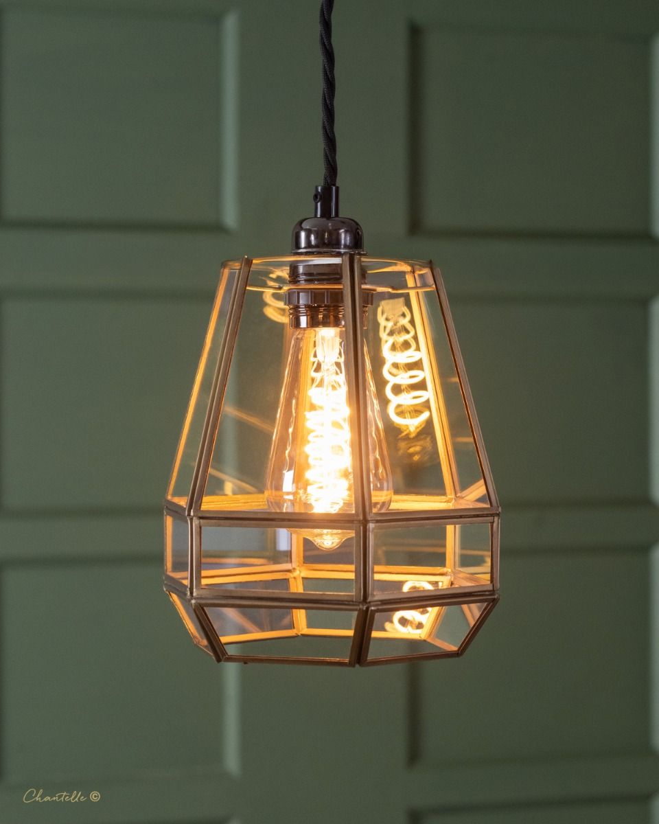 brass and glass cage cluster pendant