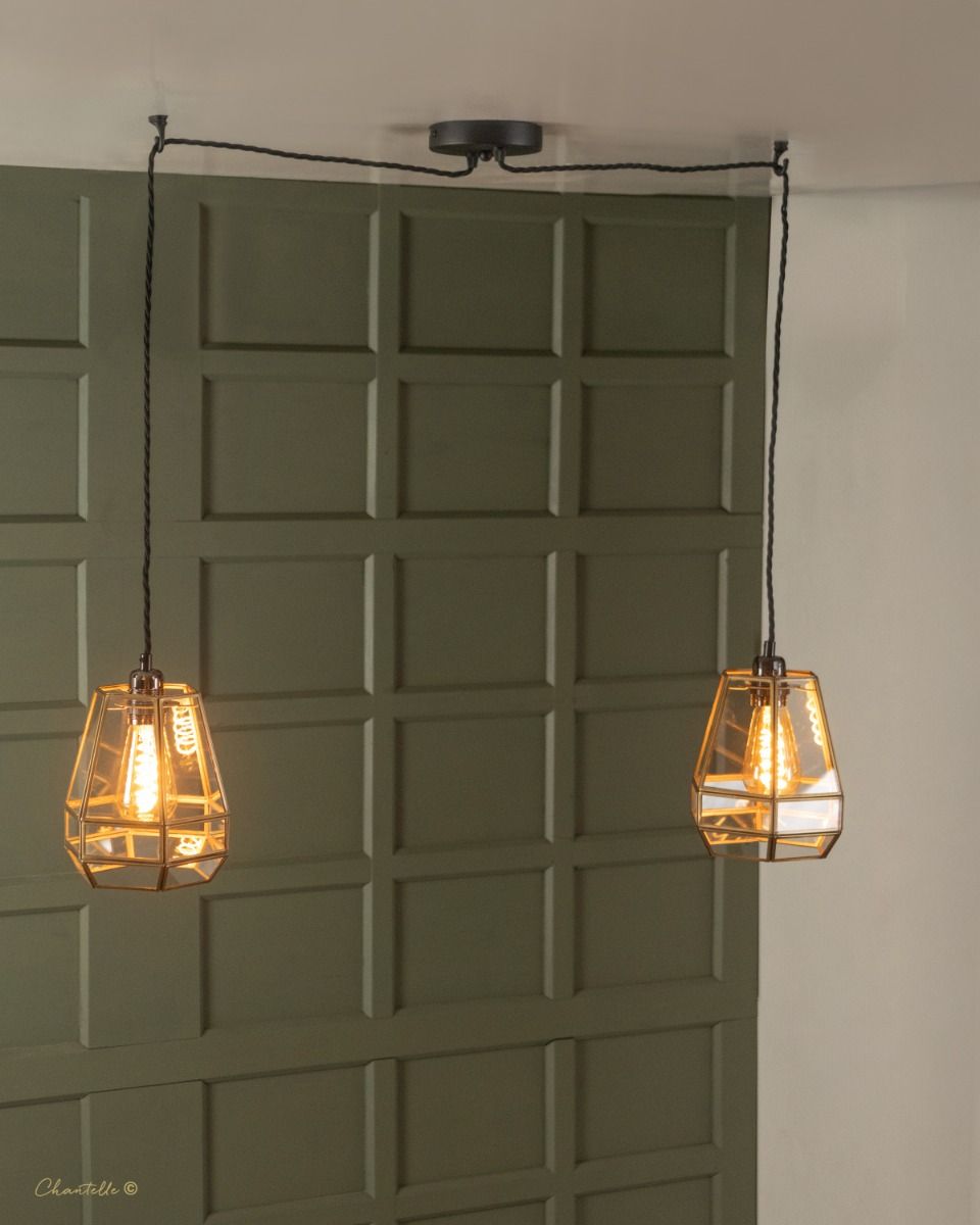 cluster pendant with antique brass and glass cages