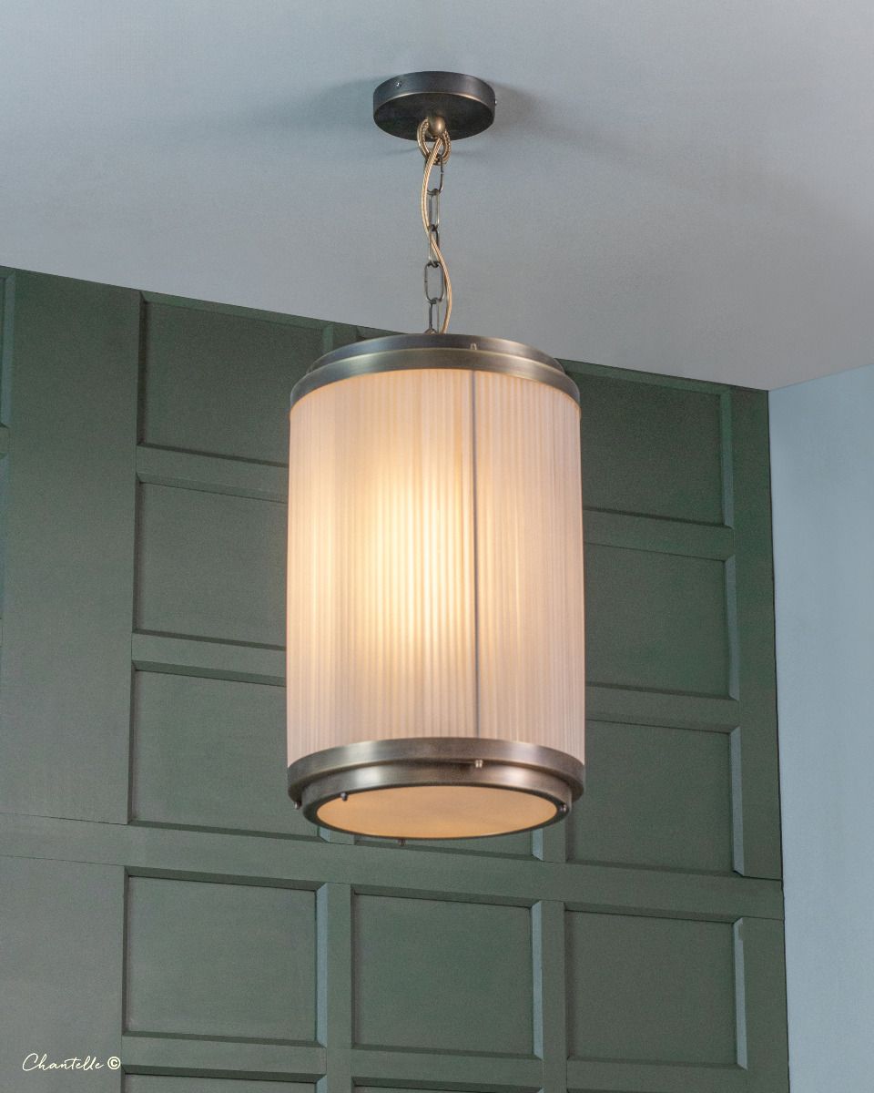 077019 - large antique pendant with frosted rods