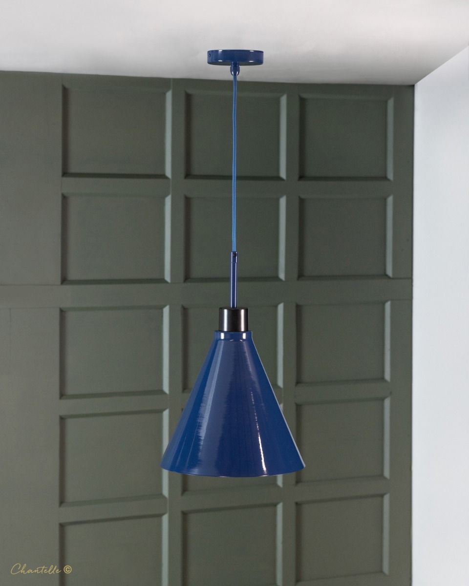 glossy blue cone pendant