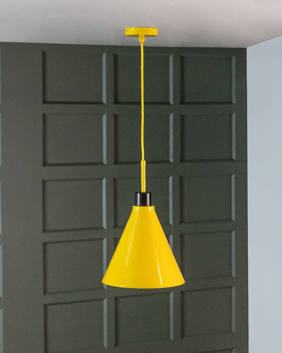 glossy yellow cone pendant