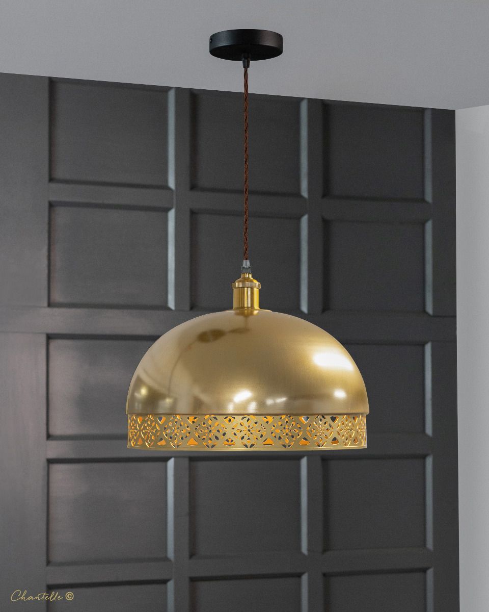 polished gold pendant with gold decorative trim