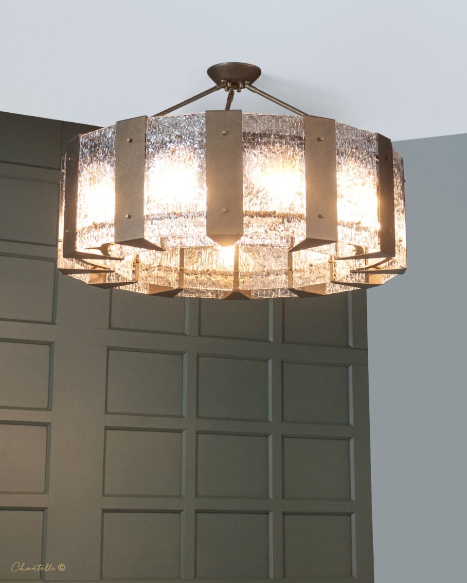 077108 - antique chandelier with textured glass