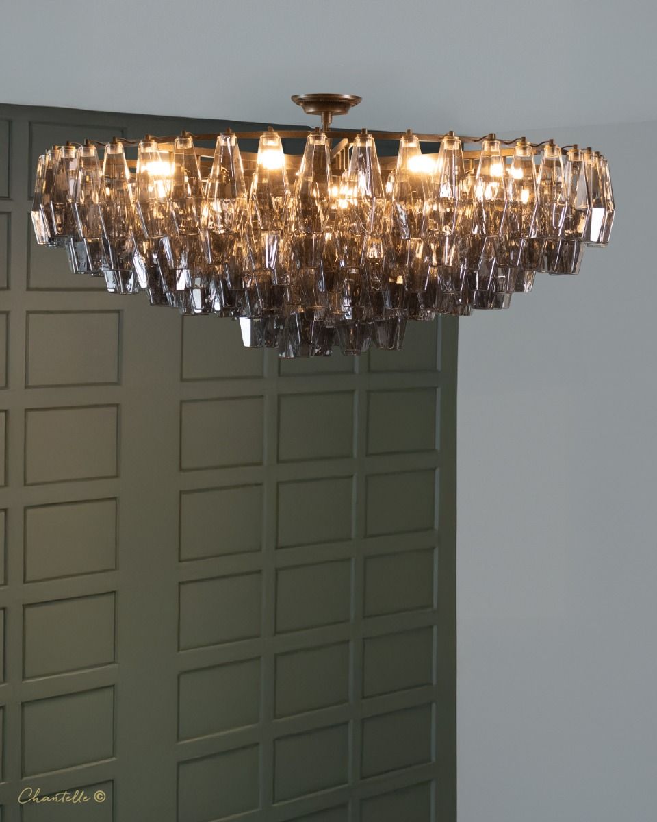 large smoked glass chandelier