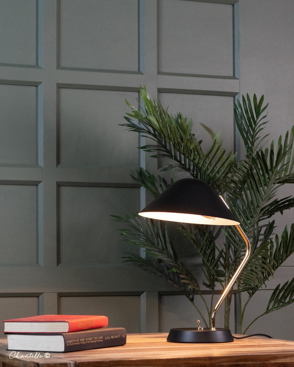 Polished Brass and Satin Black Task Table Lamp - 077194