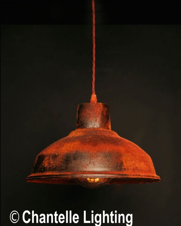 Industrial pendant in sulphur red