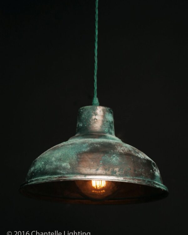 Industrial pendant in sulphur green
