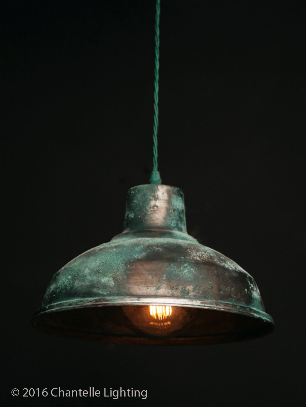 Industrial pendant in sulphur green