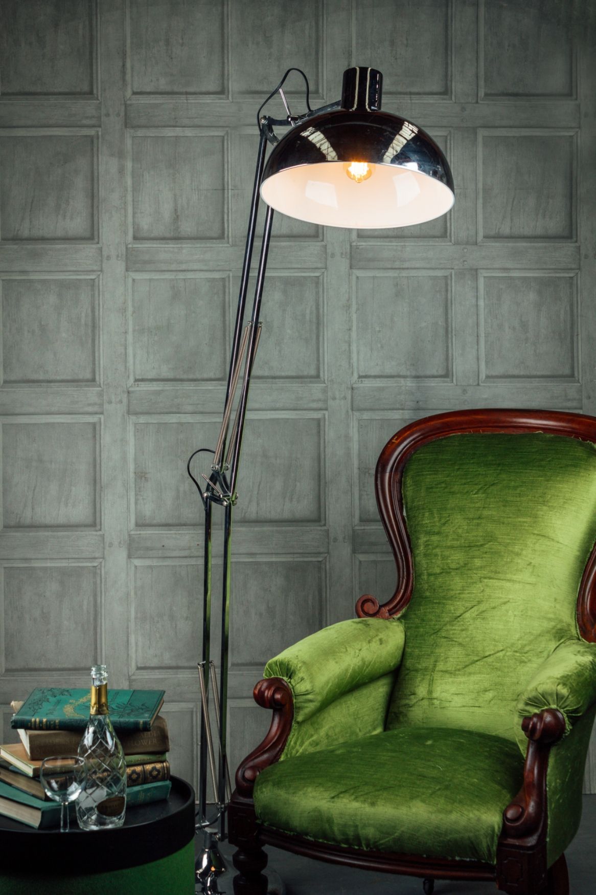 chrome adjustable anglepoise floor lamp