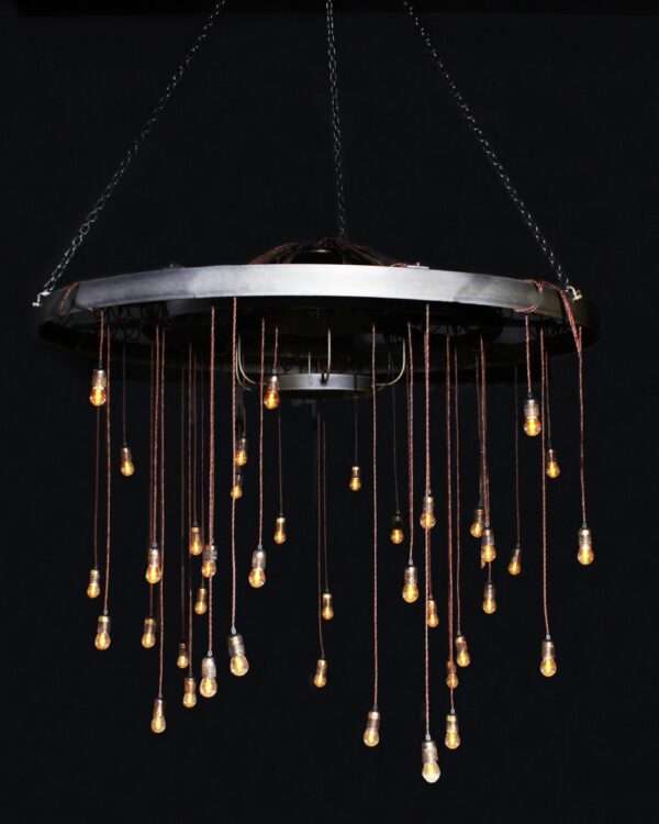 Large upcycled pig trough pendant