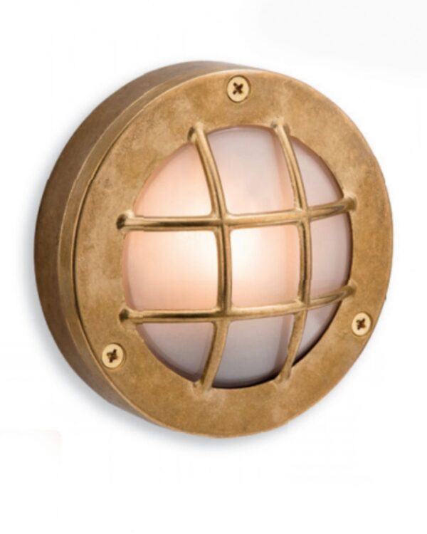 External circular brass bulkhead with frosted glass - 053556