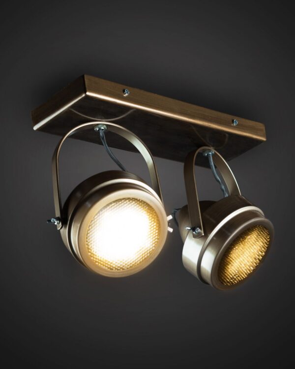Adjustable antique brass twin LED spotlights - 054510