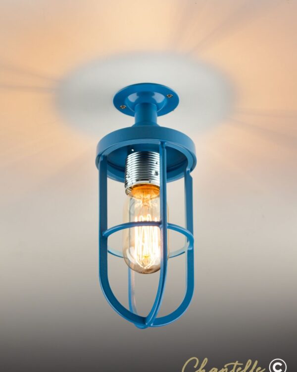 Industrial surface mounted blue cage pendant - 066813