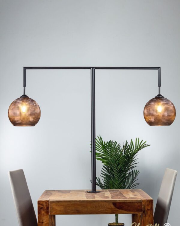 Double arm mounted light with smoked textured glass - 069867