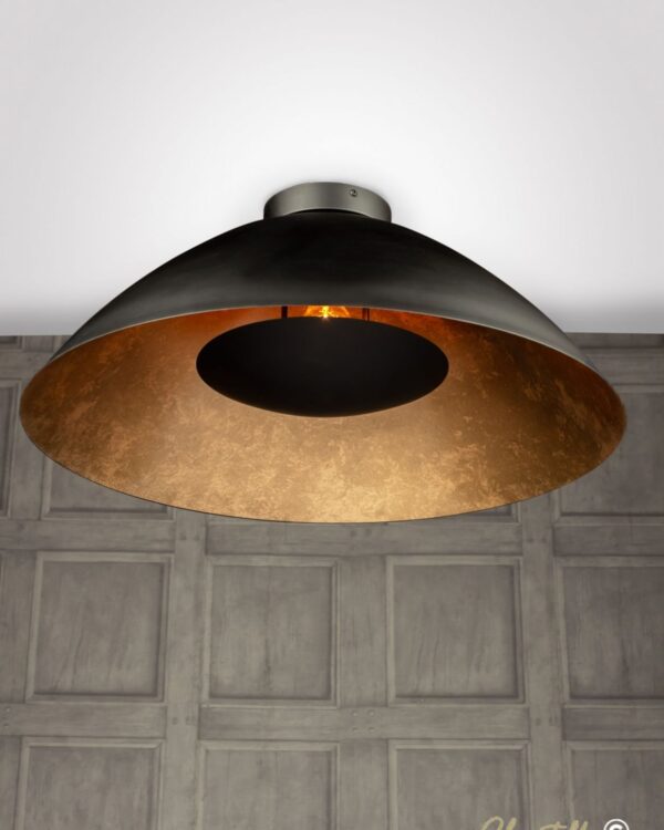 Flush matt black & gold ceiling light - 069985