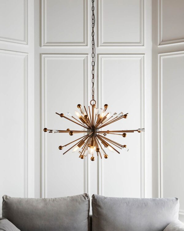 Aged brass and black nickel large pendant light