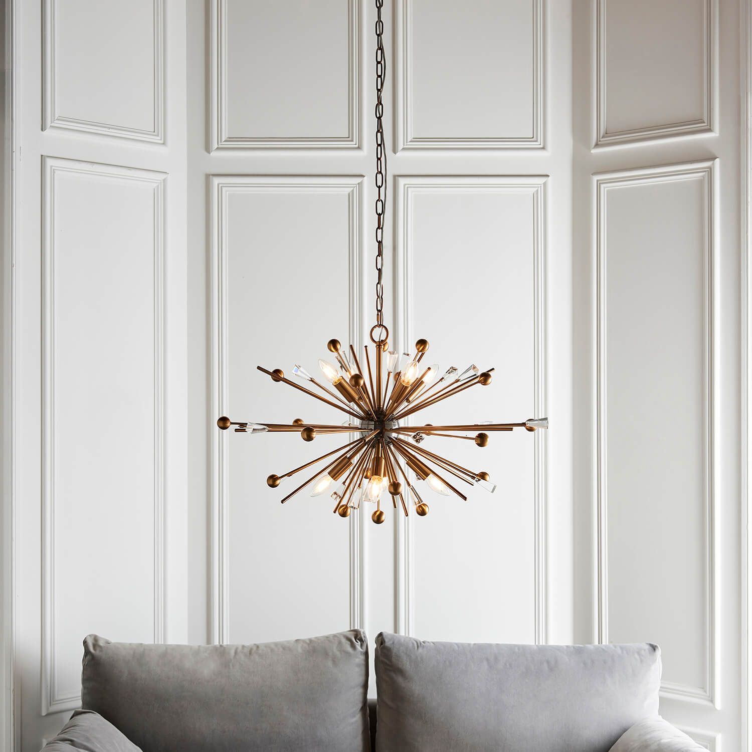 Aged brass and black nickel large pendant light