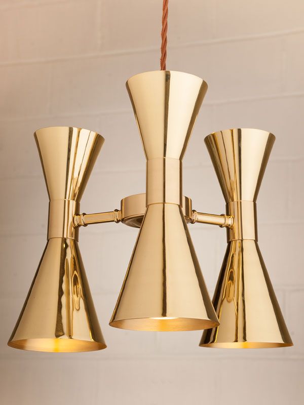 3 arm polished brass up and down chandelier pendant