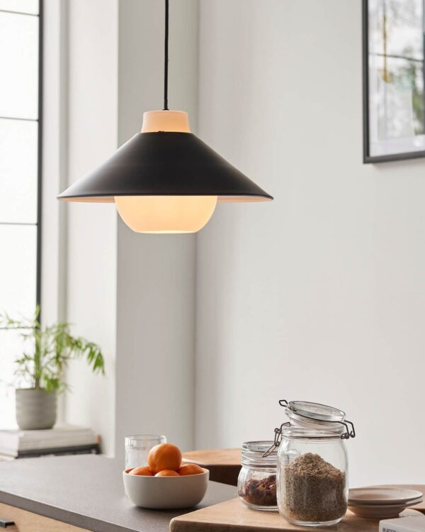 Contemporary monochrome angled pendant light
