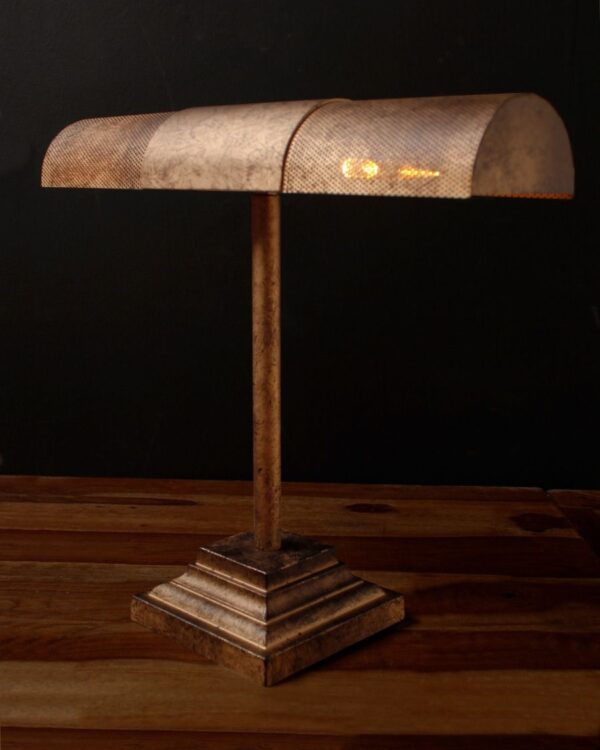 Industrial brass bankers table lamp with distressed finish - 048670