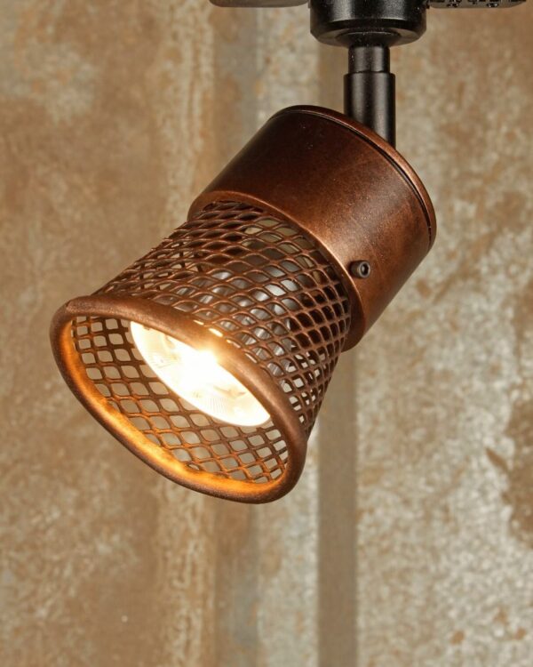 Industrial mesh spotlight in an aged copper finish - 051465