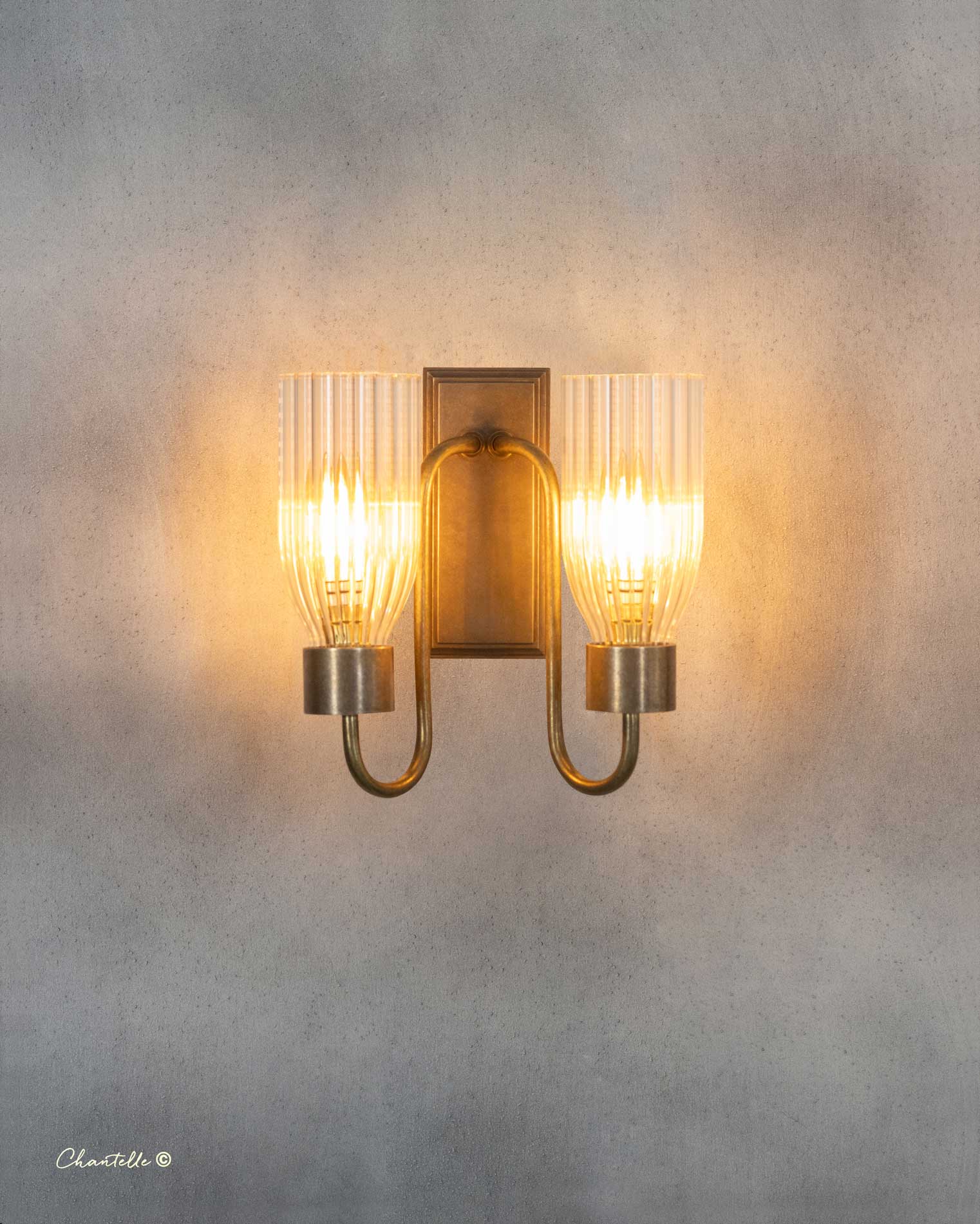 Double Fluted Glass Wall Light - 078328