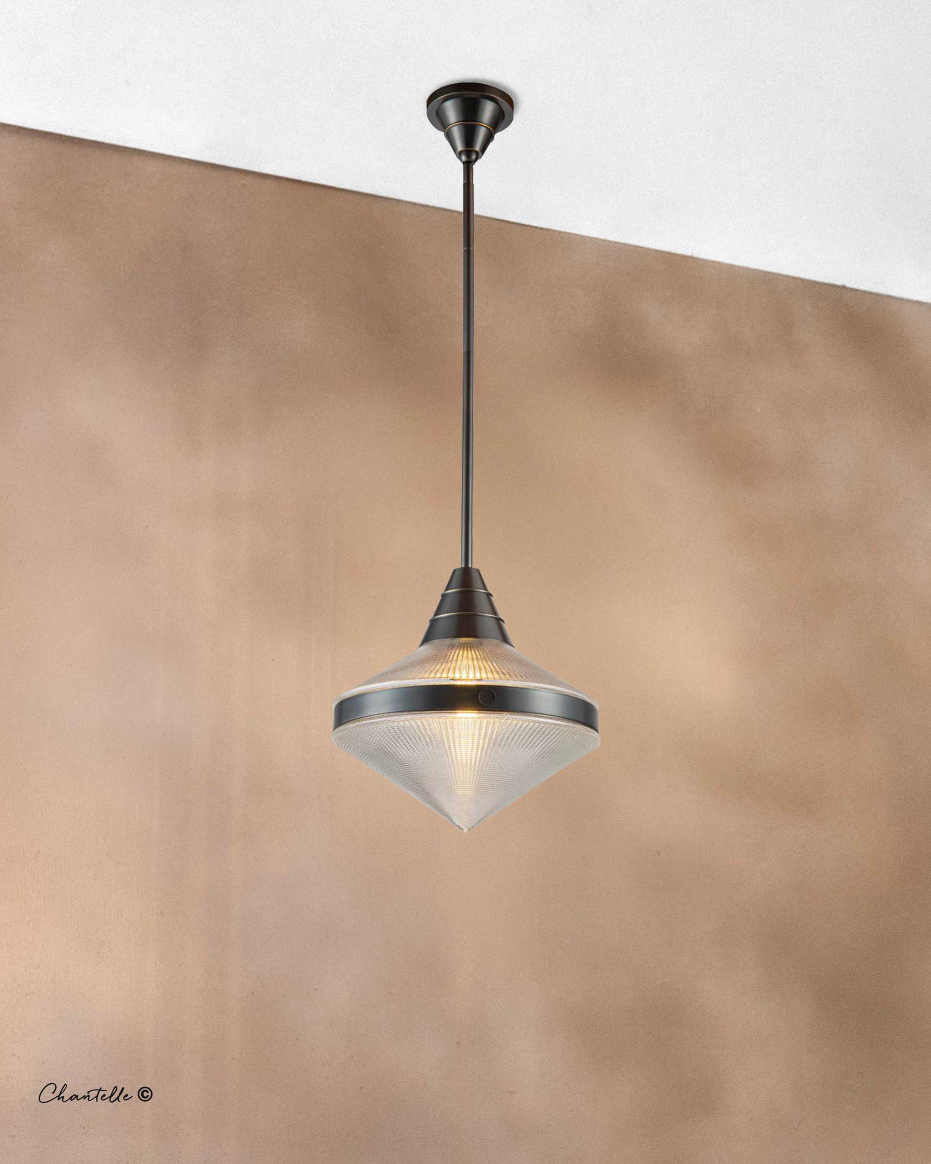 Urban Bronze pendant with textured coned glass - 079133