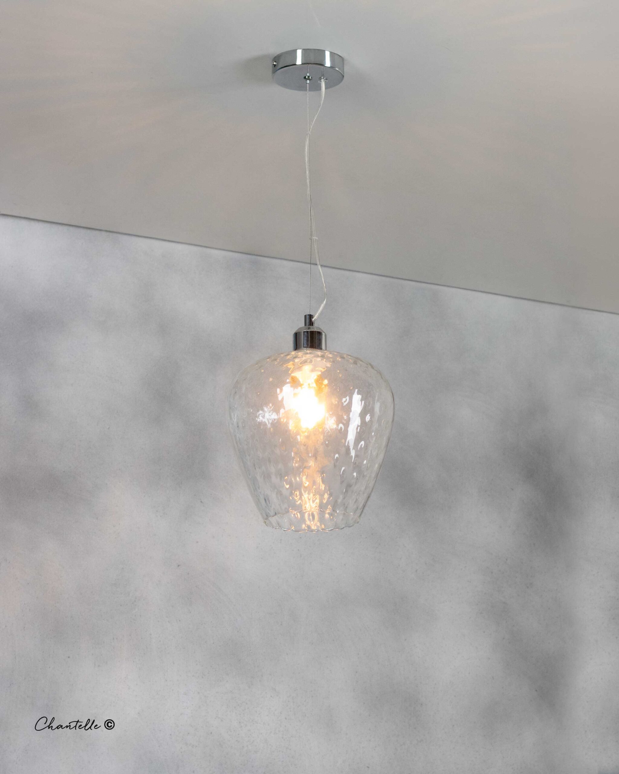 Textured clear glass pendant - 079117